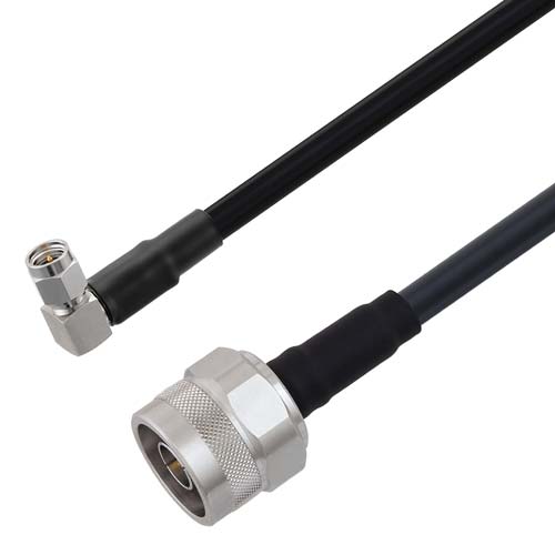 Low Loss RA SMA Male to N Male Cable LMR-240 Coax in 24 Inch with Times Microwave Components with LF Solder FMCA10045-24