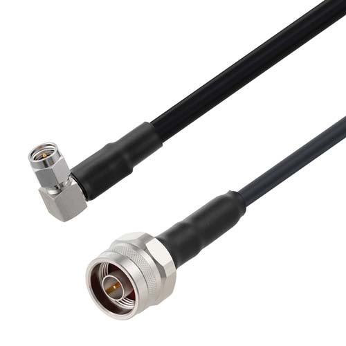 Low Loss RA SMA Male to N Male Cable LMR-240-DB Coax in 12 Inch with Times Microwave Components with LF Solder FMCA10049-60
