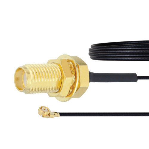 SMA Female Bulkhead to UMCX 2.1 Plug Cable 0.81mm Coax in 6 Inch with LF Solder FMCA1005-6