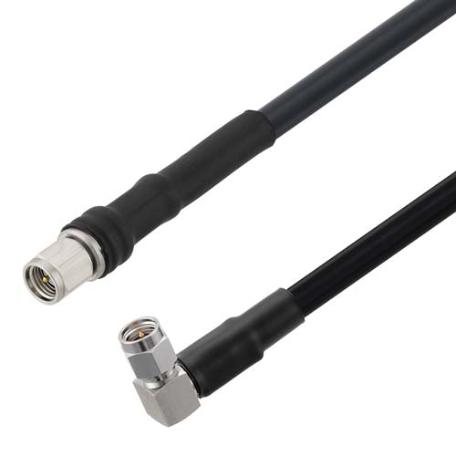 Fire Rated Low Loss SMA Male to RA SMA Male Cable LMR-240-FR Coax in 48 Inch with Times Microwave Components FMCA10051-48