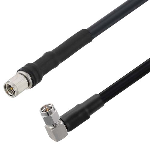 Low Loss SMA Male to RA SMA Male Cable LMR-240-UF Coax in 12 Inch with Times Microwave Components FMCA10053-12