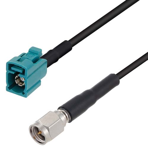 FAKRA Code Z / Water Blue Jack to SMA Male Cable RG-174 Coax in 36 Inch FMCA10060-36
