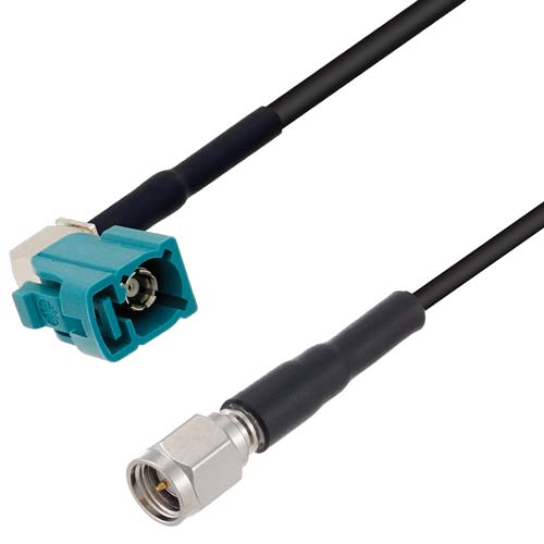 RA FAKRA Code Z / Water Blue Jack to SMA Male Cable RG-174 Coax in 36 Inch FMCA10061-36