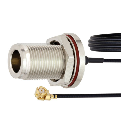 N Female Bulkhead to UMCX 2.5 Plug Cable 0.81mm Coax with LF Solder FMCA1008