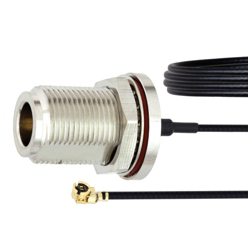 N Female Bulkhead to UMCX 2.5 Plug Cable 1.13mm Coax with LF Solder FMCA1009