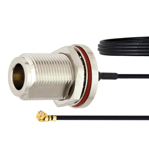 N Female Bulkhead to UMCX 2.5 Plug Cable 1.37mm Coax and RoHS Compliant FMCA1010