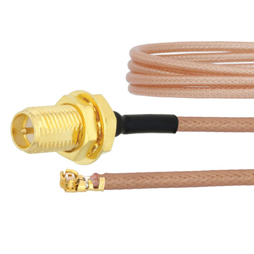 RP SMA Female Bulkhead to UMCX 2.5 Plug Cable RG178-DS Coax with LF Solder FMCA1020