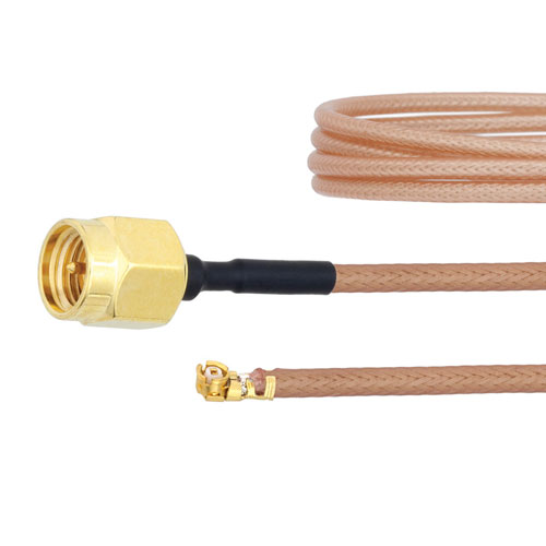 SMA Male to UMCX 2.5 Plug Cable RG178-DS Coax in 9 Inch with LF Solder FMCA1027-9