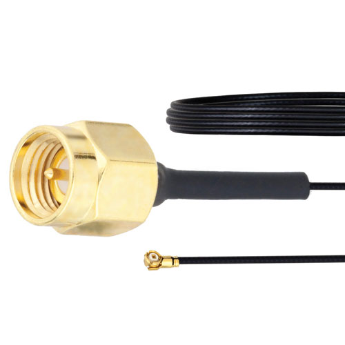 SMA Male to WMCX 1.6 Plug Cable 0.81mm Coax in 12 Inch with LF Solder FMCA1029-12