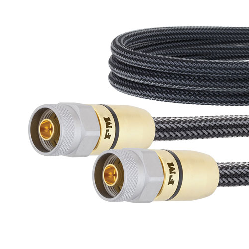 75 Ohm N Male to 75 Ohm N Male Cable 75 Ohm Armored Test Coax in 60 cm with LF Solder FMCA1032-60CM
