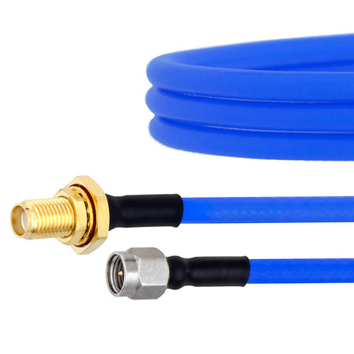 SMA Female Bulkhead to SMA Male Cable FM141FLEX Coax in 36 Inch with LF Solder FMCA1038-36