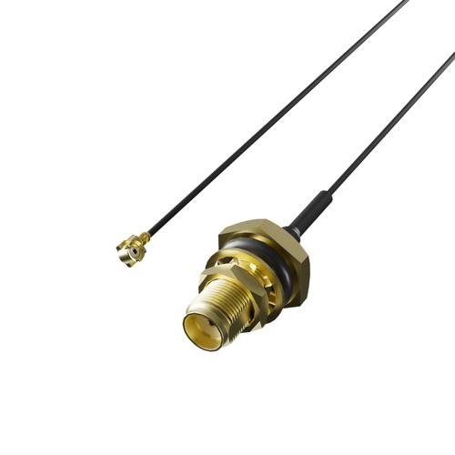MHF1 to SMA Female (Jack) Bulkhead (with O-ring) Cable Assembly Using O.D 0.81mm Cable FMCA11044
