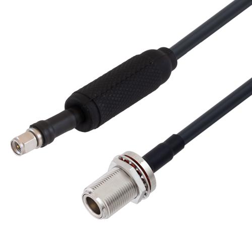 Low Loss SMA Male to N Female Bulkhead Weatherproof Cable LMR-240 Coax with Times Microwave Components FMCA1121/WP