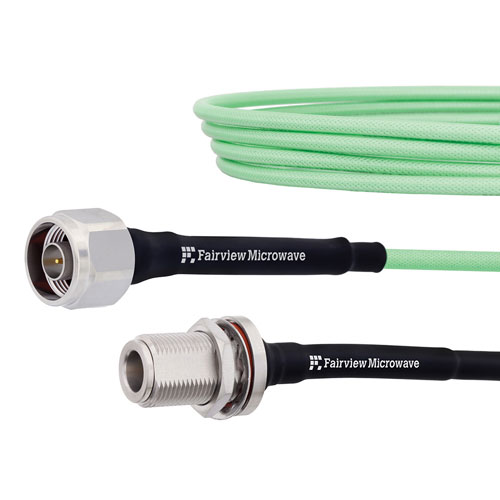 Low Loss N Male to N Female Bulkhead Cable LL142 Coax in 12 Inch with LF Solder FMCA1237-12