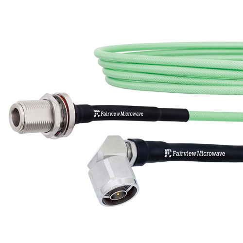 Low Loss RA N Male to N Female Bulkhead Cable LL142 Coax in 50 cm with LF Solder FMCA1242-50CM