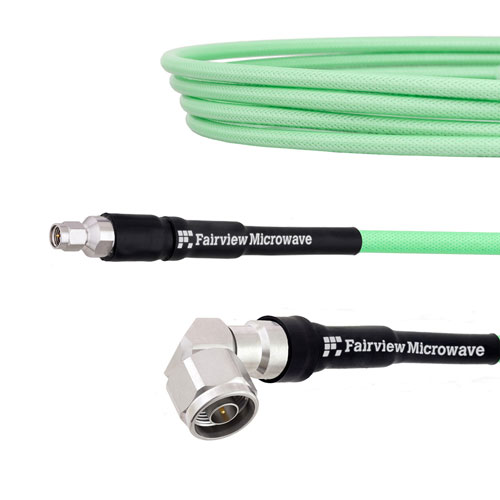 Low Loss Test Low Profile SMA Male (Plug) to RA N Male (Plug) Cable LL335i Coax Up To 18 GHz, 1.4 VSWR in 12 Inch FMCA1299-12