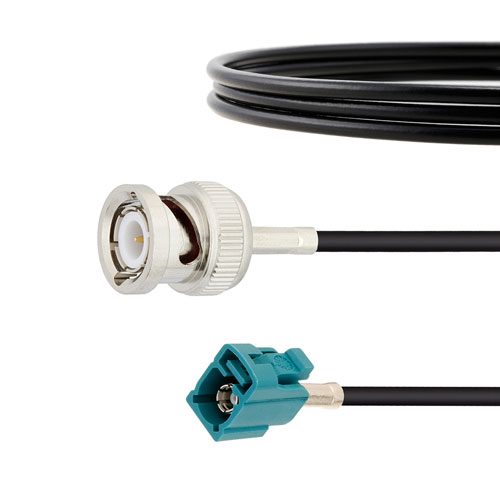 Water Blue FAKRA Jack to BNC Male Cable Using RG174 Coax FMCA1345