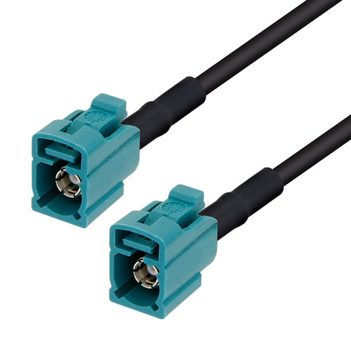 Water Blue FAKRA Jack to FAKRA Jack Cable 48 Inch Length Using RG174 Coax FMCA1350Z-48