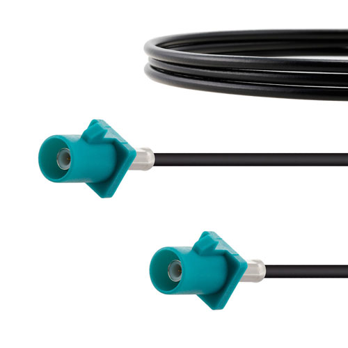 Water Blue FAKRA Plug to FAKRA Plug Cable 24 Inch Length Using RG174 Coax FMCA1351Z-24