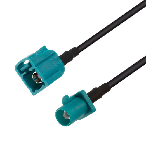 Water Blue FAKRA Plug to FAKRA Jack Cable 24 Inch Length Using RG174 Coax FMCA1352Z-24