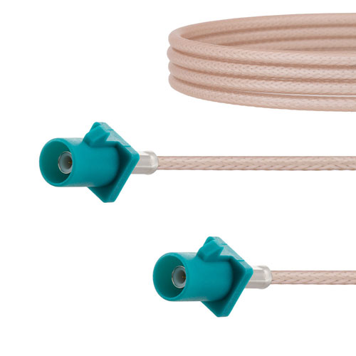 Water Blue FAKRA Plug to FAKRA Plug Cable 36 Inch Length Using RG316 Coax FMCA1355Z-36
