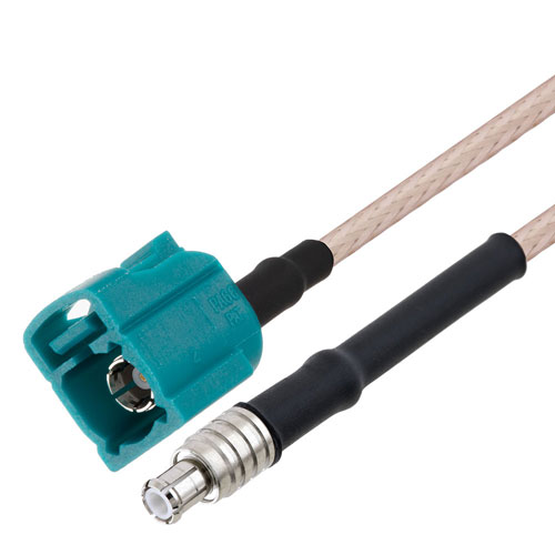 MCX Plug to FAKRA Code / Water Blue Jack Cable 24 Inch Length RG-316 Coax FMCA1357-24