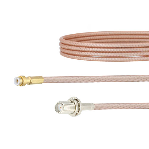 Snap-On MMBX Plug to SMA Female Bulkhead Cable RG316 Coax in 6 Inch FMCA1417-6