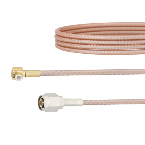 Snap-On RA MMBX Plug to SMA Male Cable RG316 Coax in 18 Inch FMCA1420-18