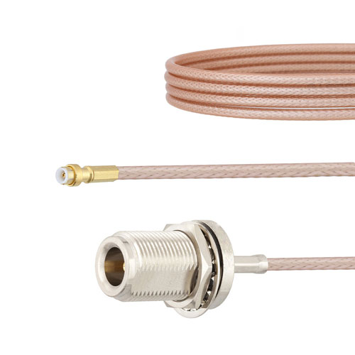 Snap-On MMBX Plug to N Female Bulkhead Cable RG316 Coax in 12 Inch FMCA1423-12