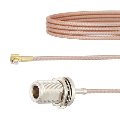 Snap-On RA MMBX Plug to N Female Bulkhead Cable RG316 Coax in 12 Inch FMCA1424-12