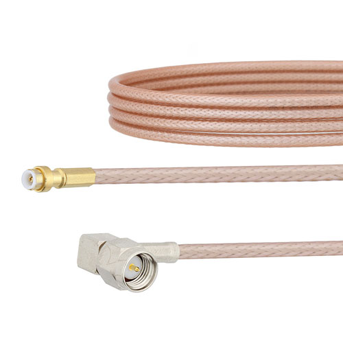 Snap-On MMBX Plug to RA SMA Male Cable RG316 Coax in 8 Inch FMCA1427-8