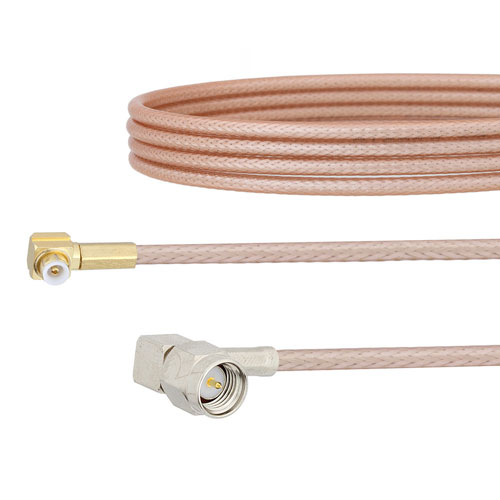 Snap-On RA MMBX Plug to RA SMA Male Cable RG316 Coax in 18 Inch FMCA1428-18