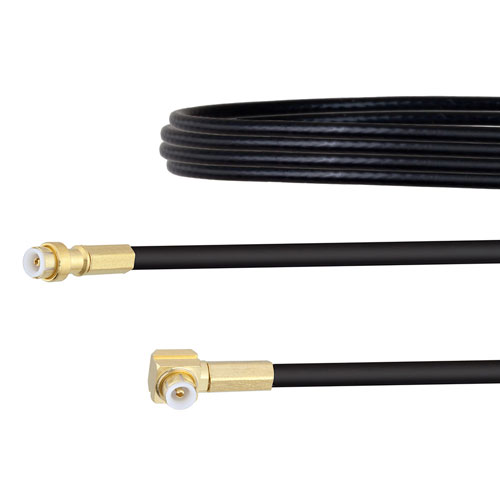 Snap-On MMBX Plug to RA Snap-On MMBX Plug Cable RG174 Coax in 4 Inch FMCA1432-4