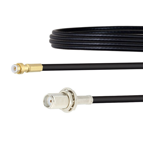 Snap-On MMBX Plug to SMA Female Bulkhead Cable RG174 Coax in 8 Inch FMCA1434-8