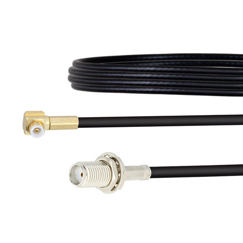 Snap-On RA MMBX Plug to SMA Female Bulkhead Cable RG174 Coax FMCA1435