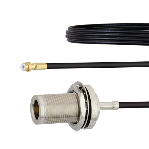 Snap-On MMBX Plug to N Female Bulkhead Cable RG174 Coax in 6 Inch FMCA1440-6