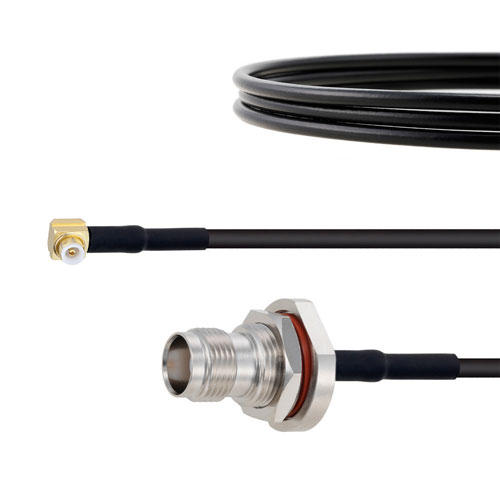 Snap-On RA MMBX Plug to TNC Female Bulkhead Cable RG174 Coax in 12 Inch FMCA1443-12