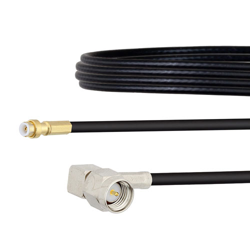 Snap-On MMBX Plug to RA SMA Male Cable RG174 Coax in 6 Inch FMCA1444-6