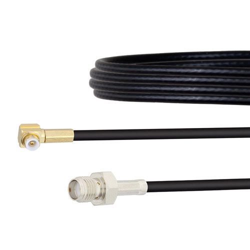Snap-On RA MMBX Plug to SMA Female Cable RG174 Coax in 8 Inch FMCA1447-8