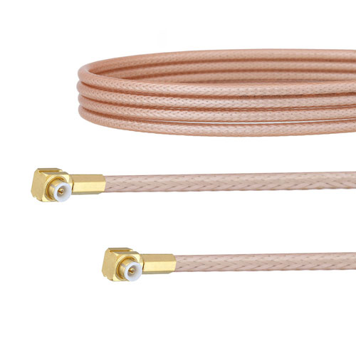 Snap-On RA MMBX Plug to RA Snap-On MMBX Plug Cable RG316-DS Coax in 4 Inch FMCA1450-4