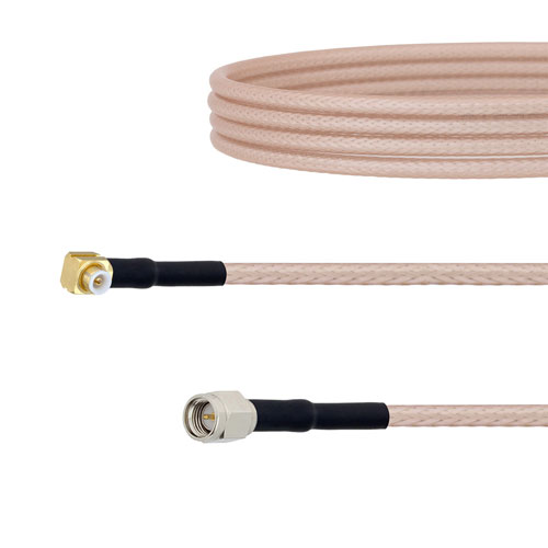 Snap-On RA MMBX Plug to SMA Male Cable RG316-DS Coax in 12 Inch FMCA1454-12