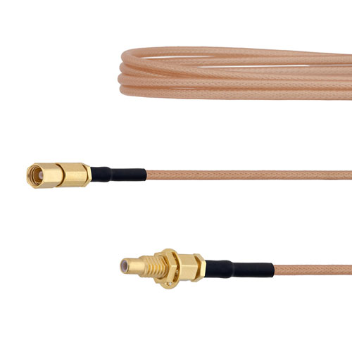SSMC Plug to SSMC Jack Bulkhead Cable RG178 Coax in 6 Inch FMCA1458-6