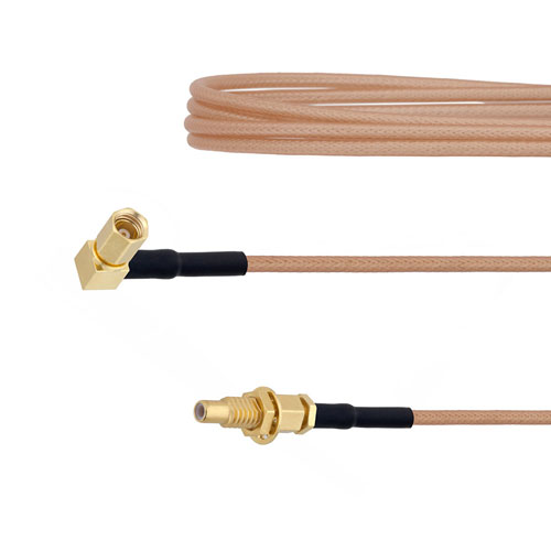 RA SSMC Plug to SSMC Jack Bulkhead Cable RG178 Coax in 24 Inch FMCA1459-24