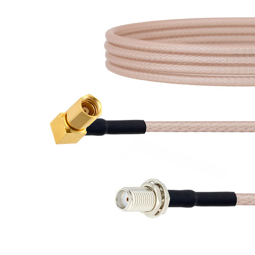 SMA Female Bulkhead to RA SSMC Plug Cable RG316 Coax in 24 Inch FMCA1471-24