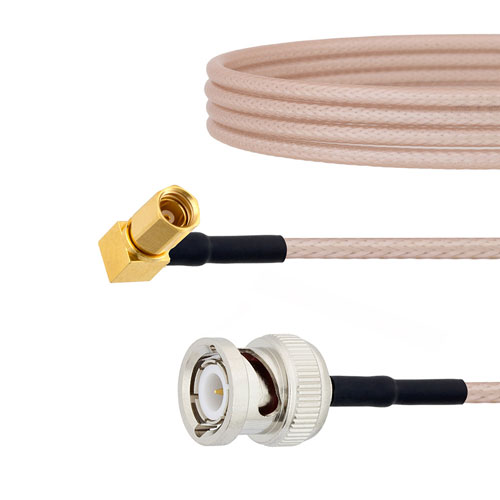 BNC Male to RA SSMC Plug Cable RG316 Coax in 48 Inch FMCA1473-48