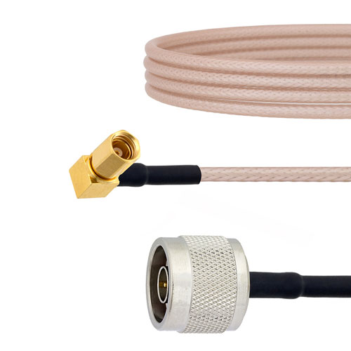 N Male to RA SSMC Plug Cable RG316 Coax in 6 Inch FMCA1475-6