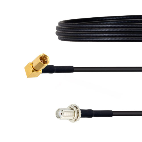 SMA Female Bulkhead to RA SSMC Plug Cable LMR-100 Coax in 60 Inch FMCA1488-60