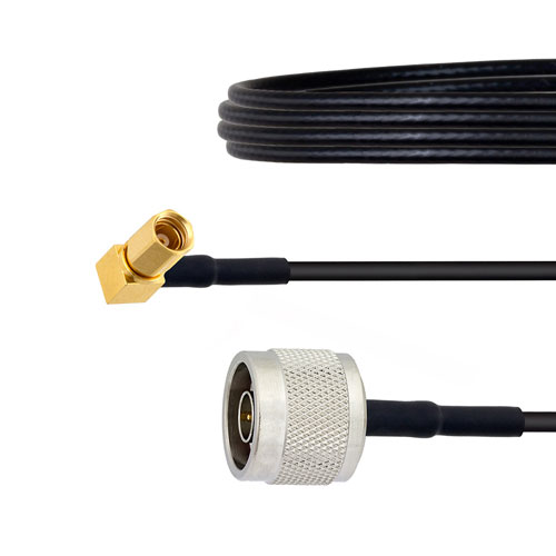 N Male to RA SSMC Plug Cable LMR-100 Coax in 12 Inch FMCA1492-12
