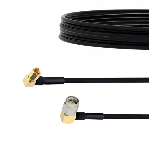 RA SMA Male to RA SSMC Plug Cable FM-SR086TBJ Coax in 12 Inch FMCA1512-12