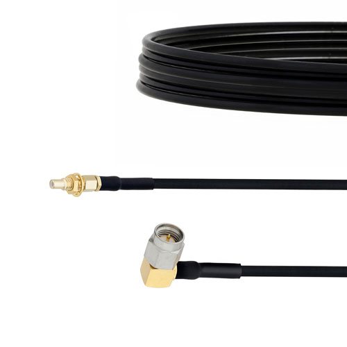 RA SMA Male to SSMC Jack Bulkhead Cable FM-SR086TBJ Coax in 12 Inch FMCA1513-12
